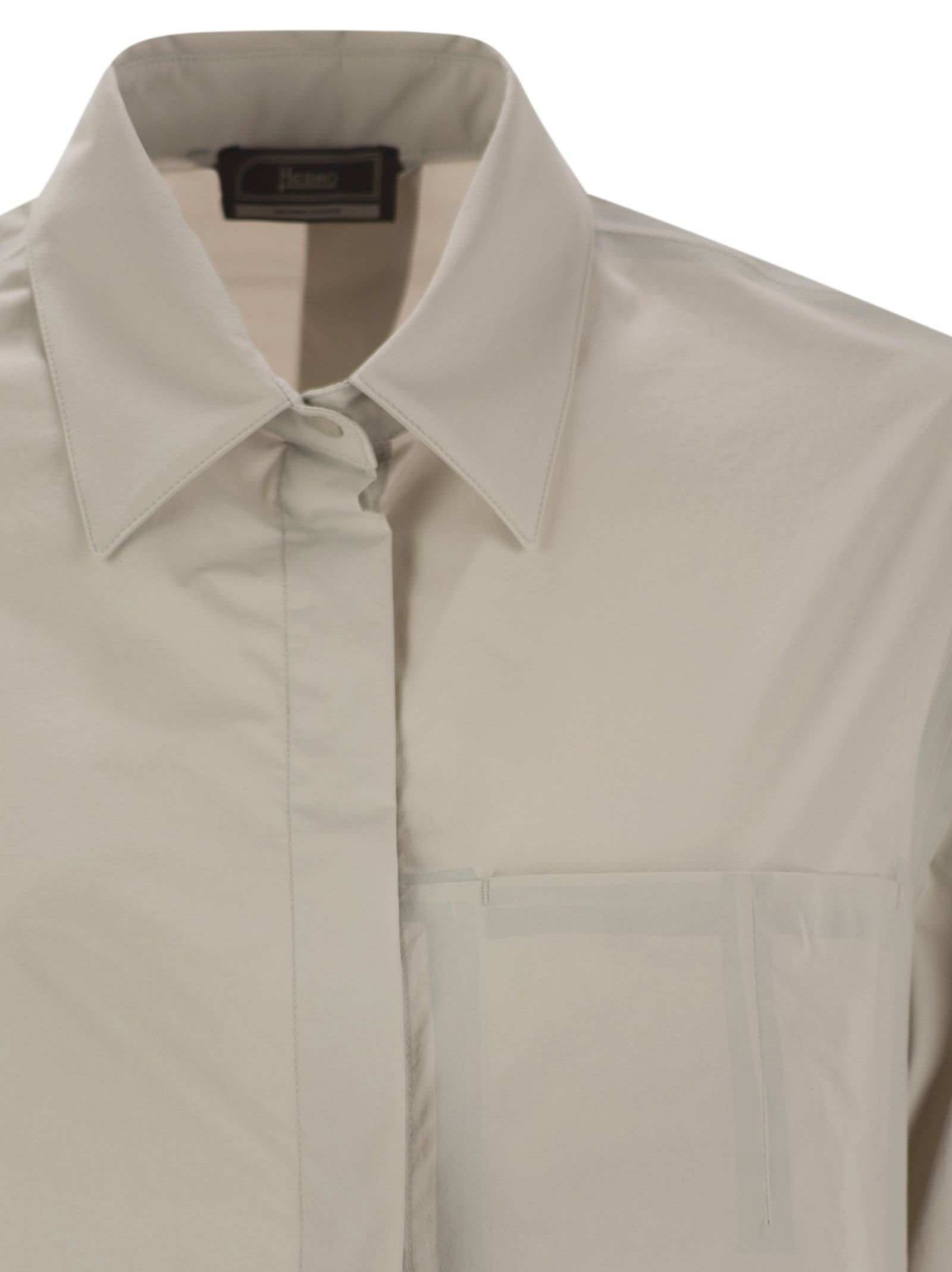 Herno Elasticated Cuff Textured Shirt In Gray