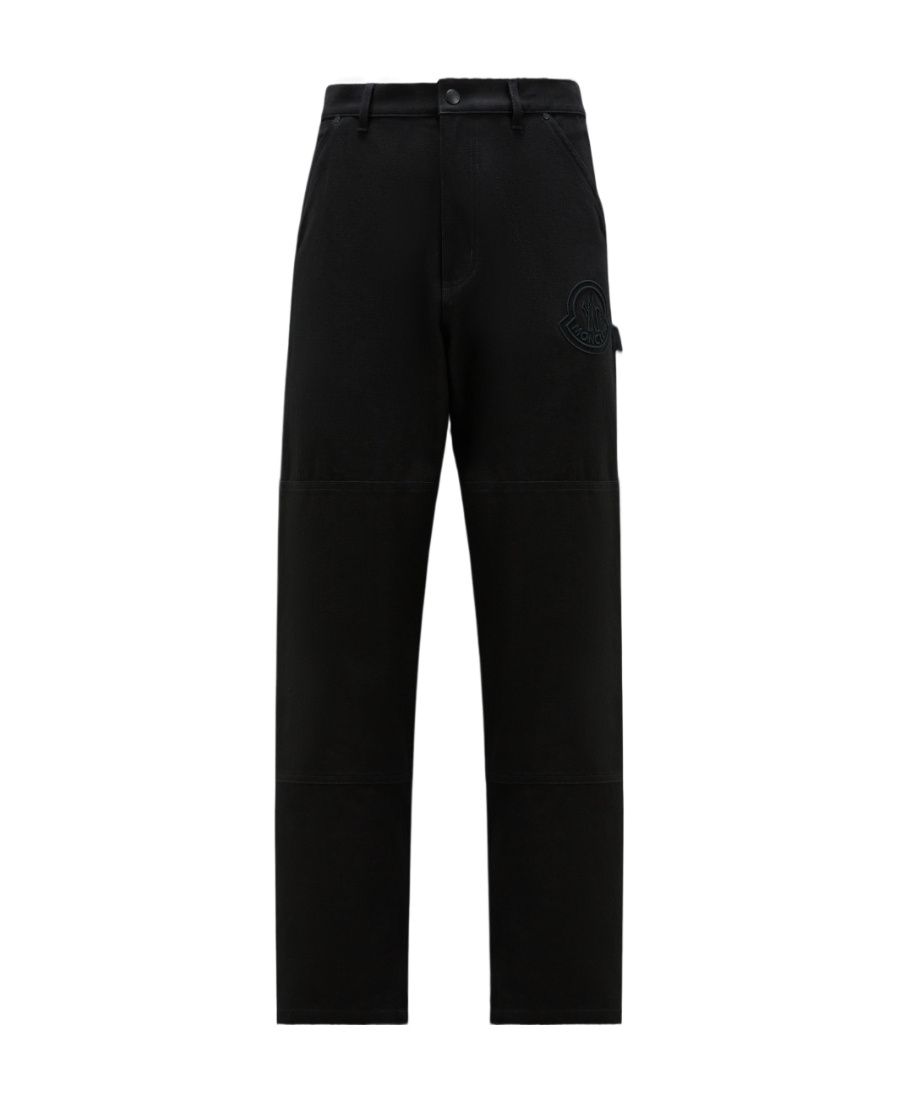 Moncler Logo-embroidered Cotton Track Pants In Black