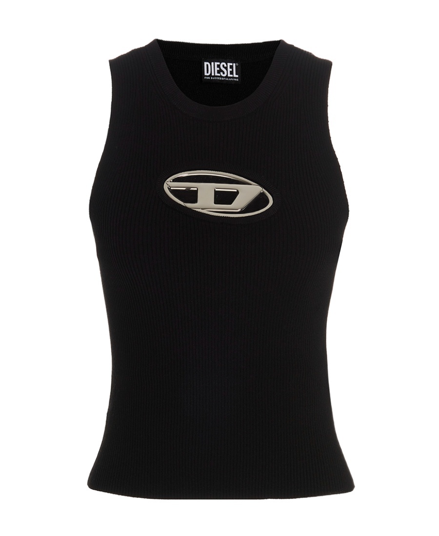 Diesel Knit Tank Top In Cashmere Blend In Black