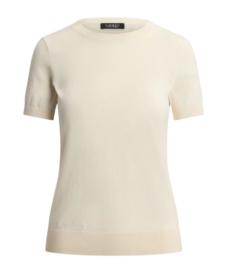 Ralph Lauren Short-sleeve Embroidered-logo Sweater In Neutral