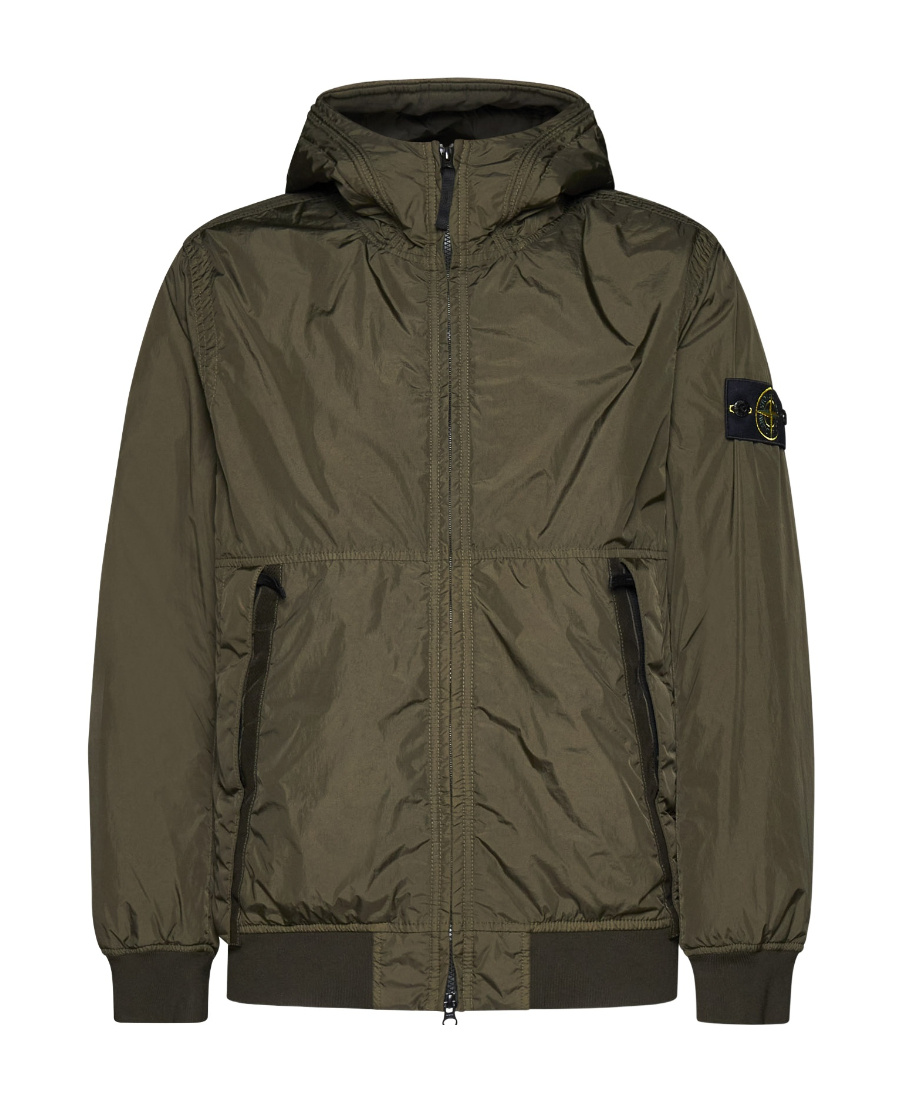 Stone Island Garment Dyed Crinkled Bomber Jacket In Green