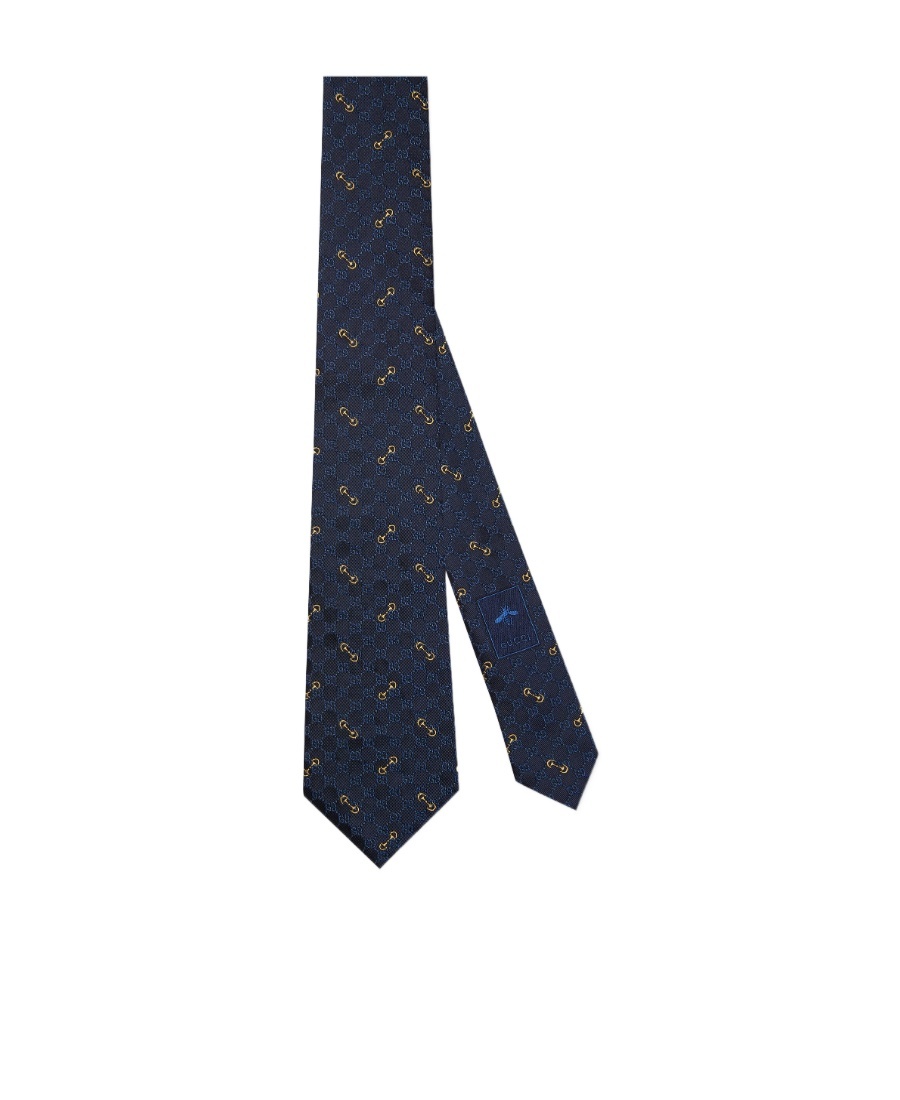 Gucci Monogram-pattern Silk Tie In Blue