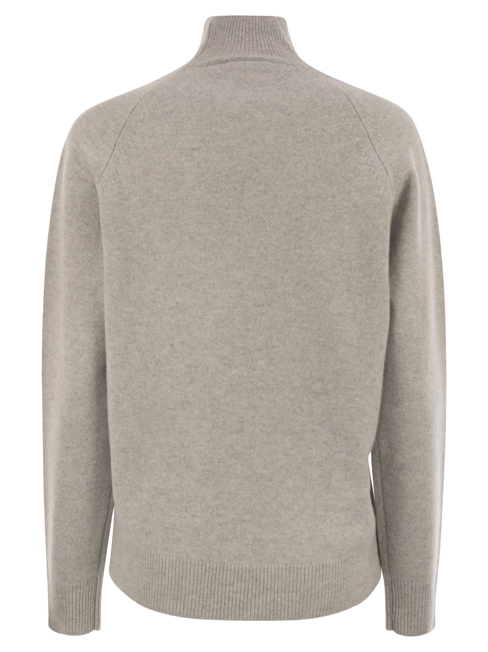 Peserico High-neck Jumper With Lurex In Gray