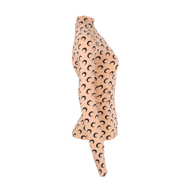 Marine Serre Moon Print Second Skin Top In Nude