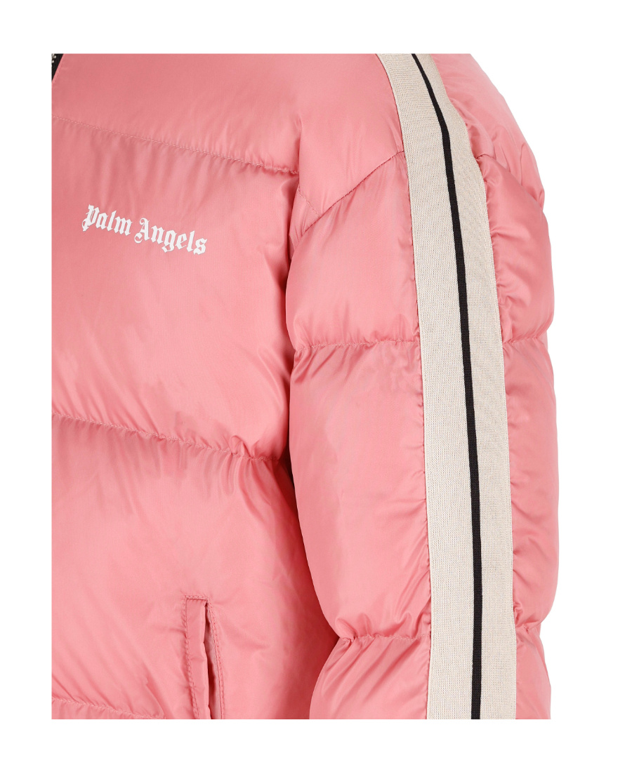 Palm Angels Side-stripe Hooded Puffer Jacket In Pink