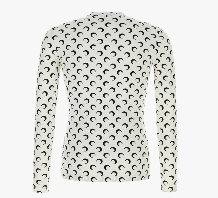 Marine Serre All-over Print Long Sleeve Crew Neck T-shirt In White