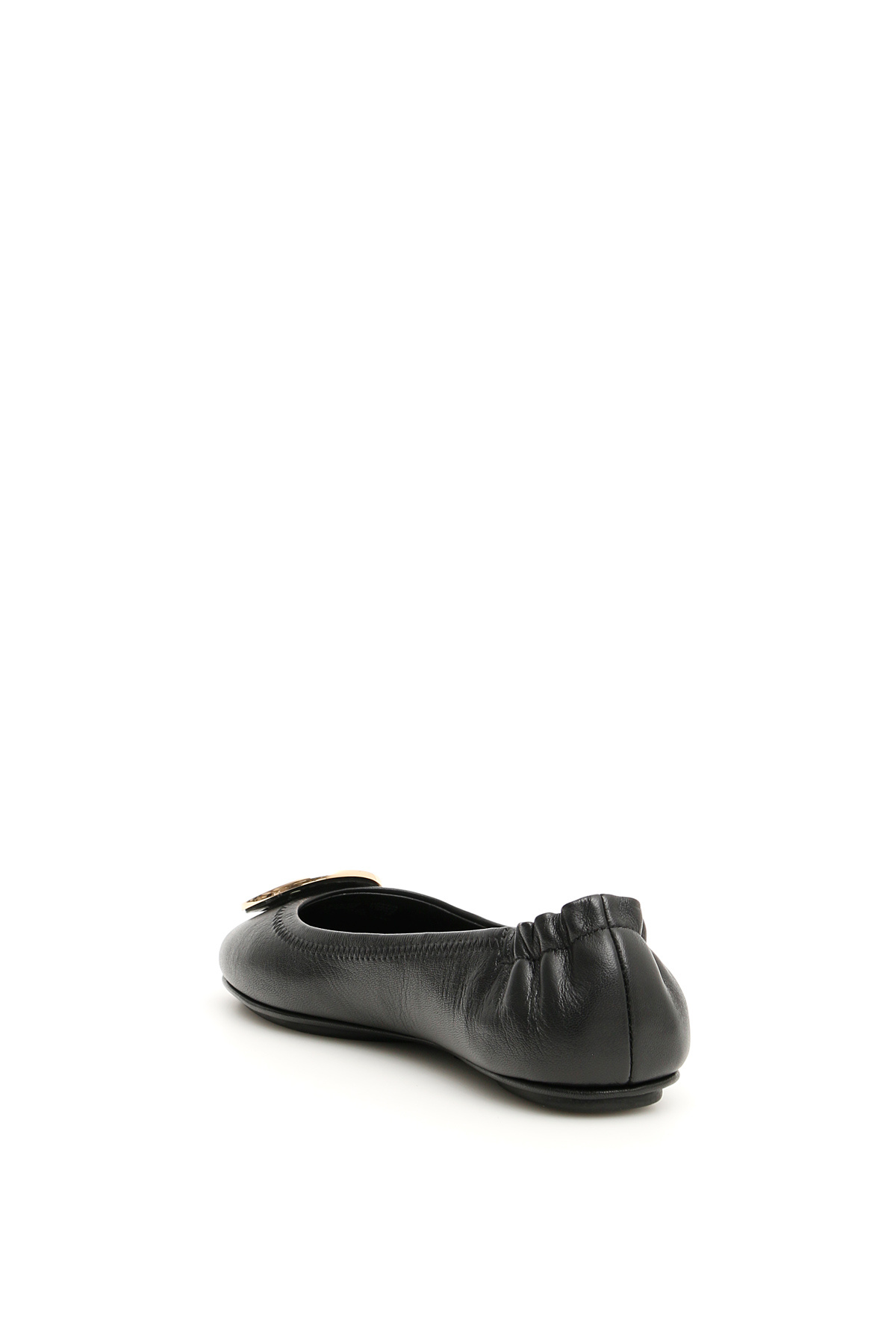 Tory Burch Leather Ballerinas With Metal Logo On The Front In Multi