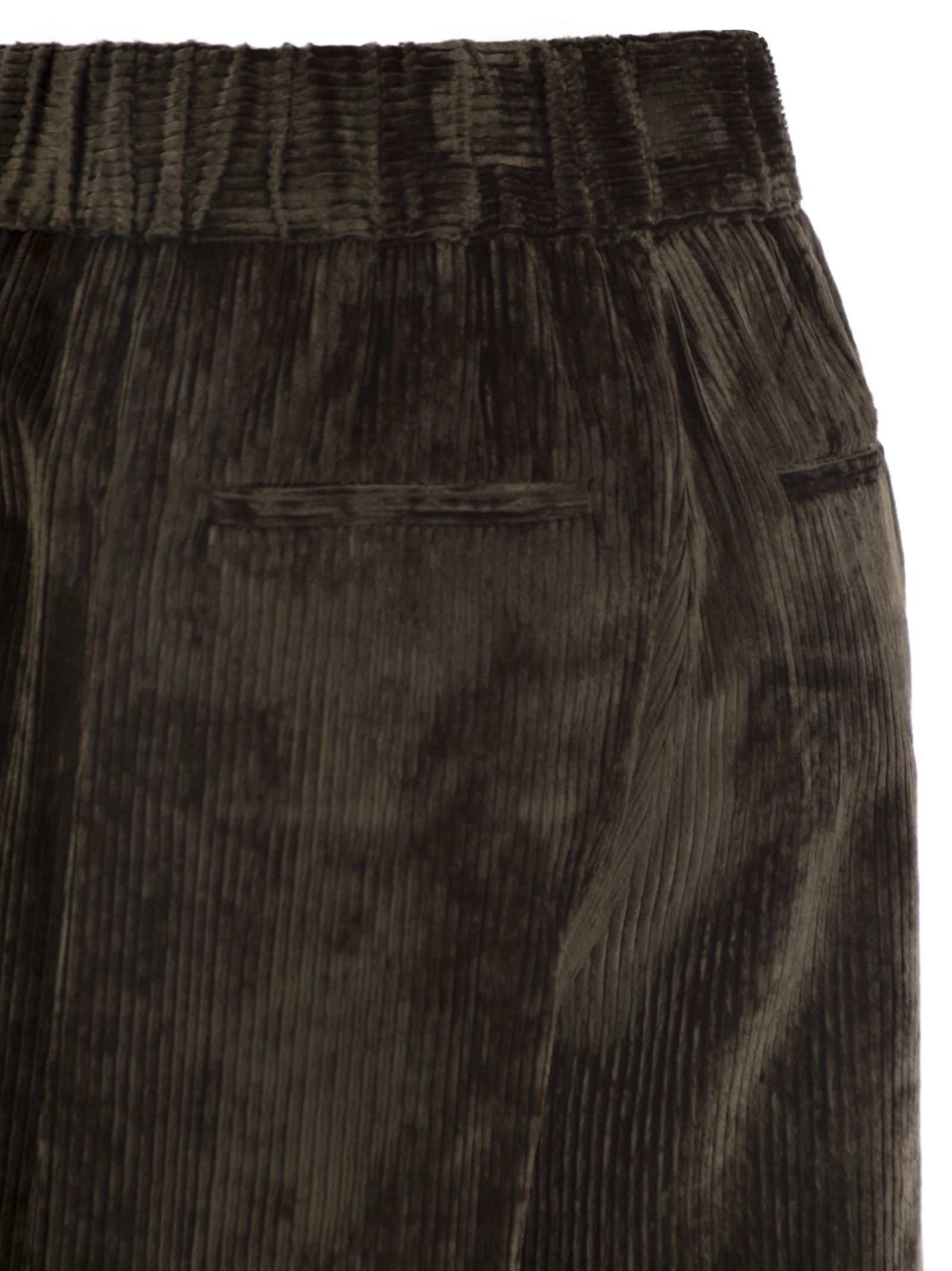 Peserico Velvet Trousers Elastic Waistband In Black