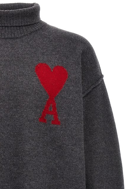 Ami Alexandre Mattiussi Ami Paris Grey Turtleneck Sweater Ami De Coeur Men In Gray