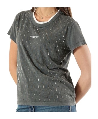 Patrizia Pepe T-shirt With Vintage Effect Studs In Black