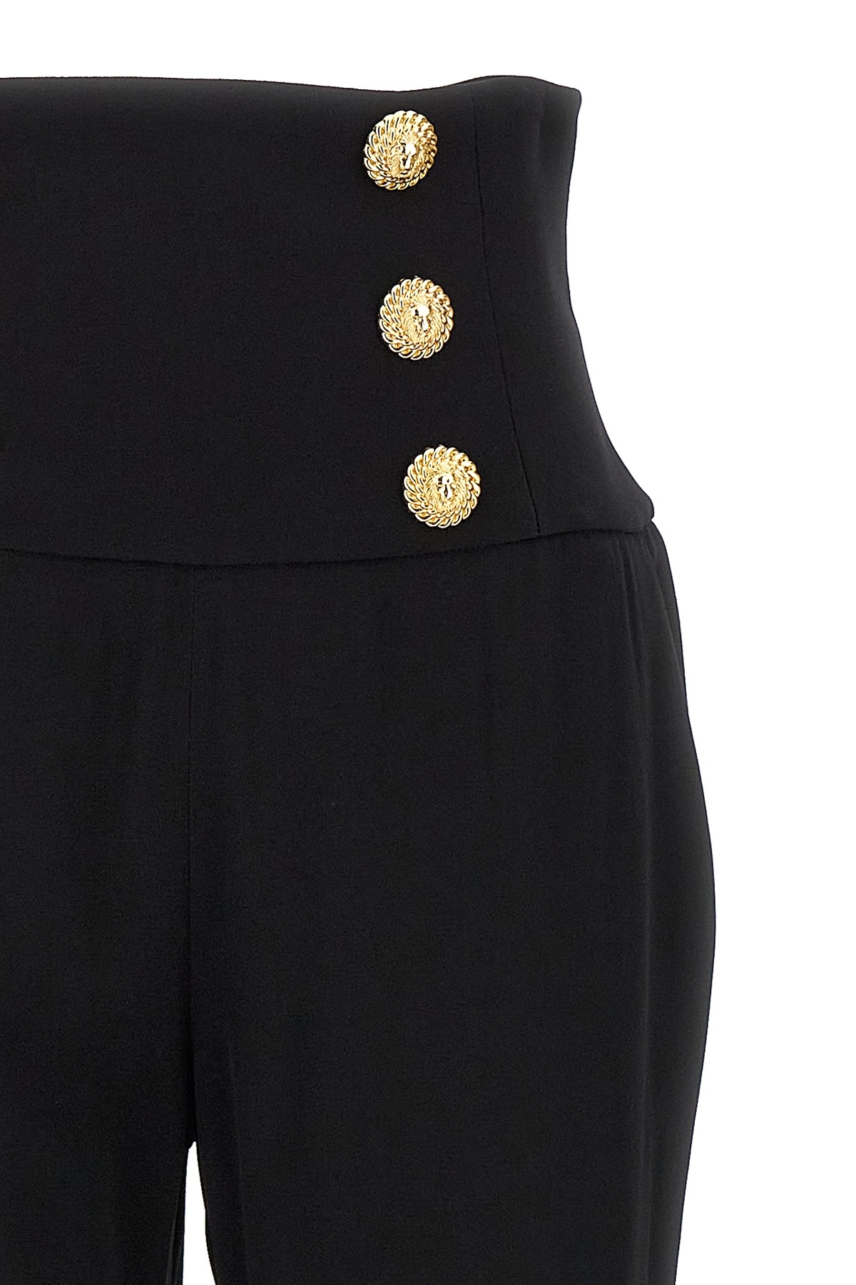 BALMAIN CREPE WIDE-LEG TROUSERS WITH BUTTONS