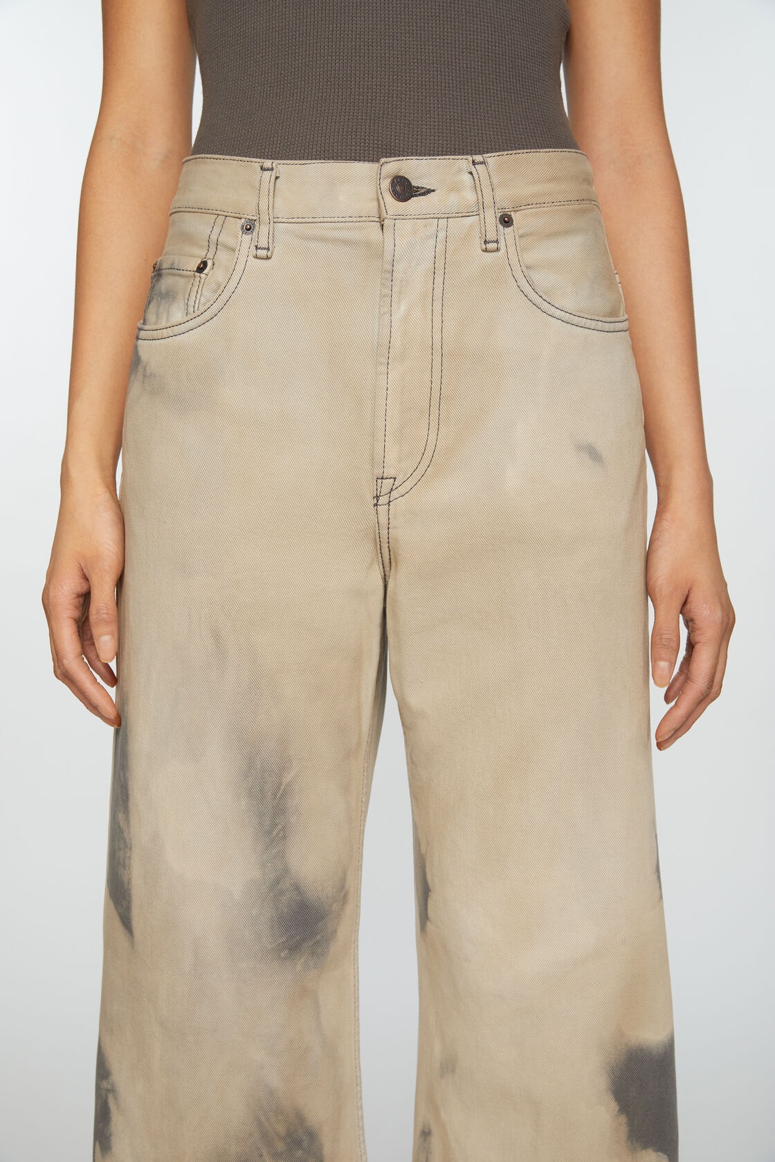 Acne Studios Bleached-effect Wide-leg Jeans In Nude