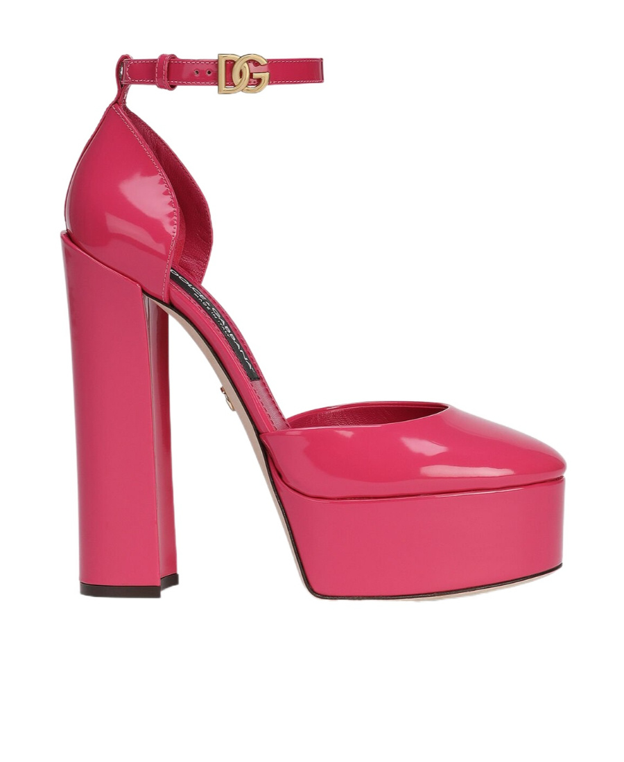 Dolce & Gabbana Capri 145 Platform Pumps In Polished Leather In Red