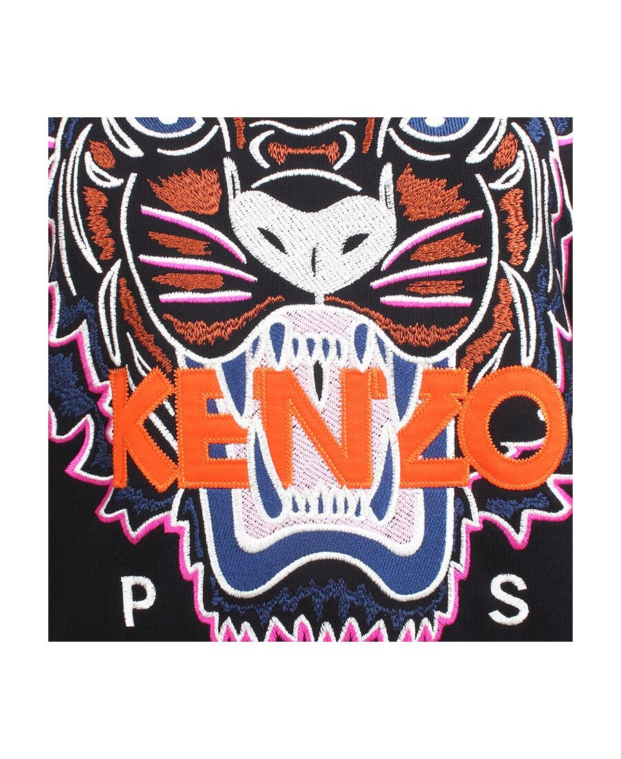 Kenzo Logo Tiger Head Embroidered Sweater In Black