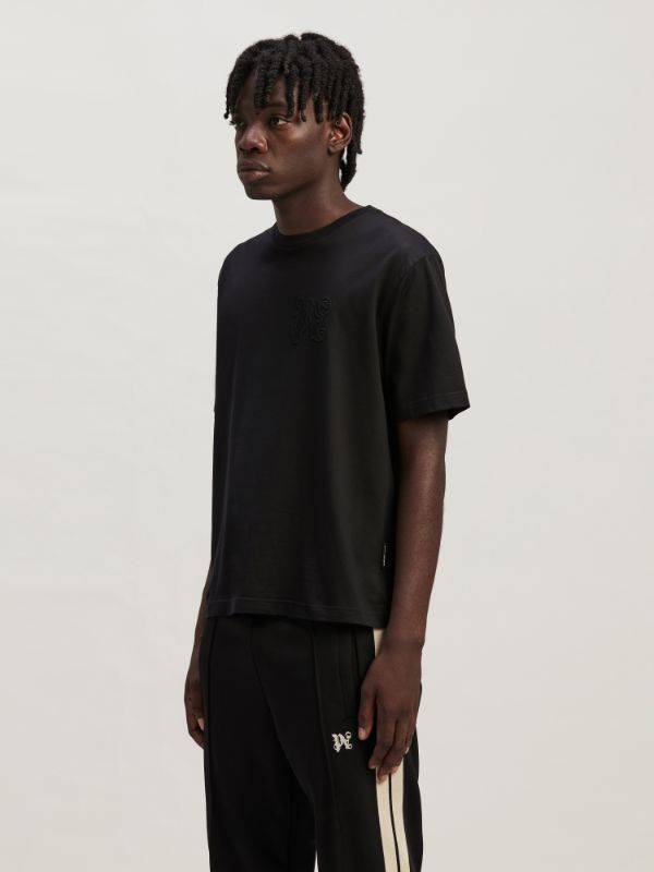 PALM ANGELS PALM ANGELS MONOGRAM EMBROIDERED CREWNECK T-SHIRT