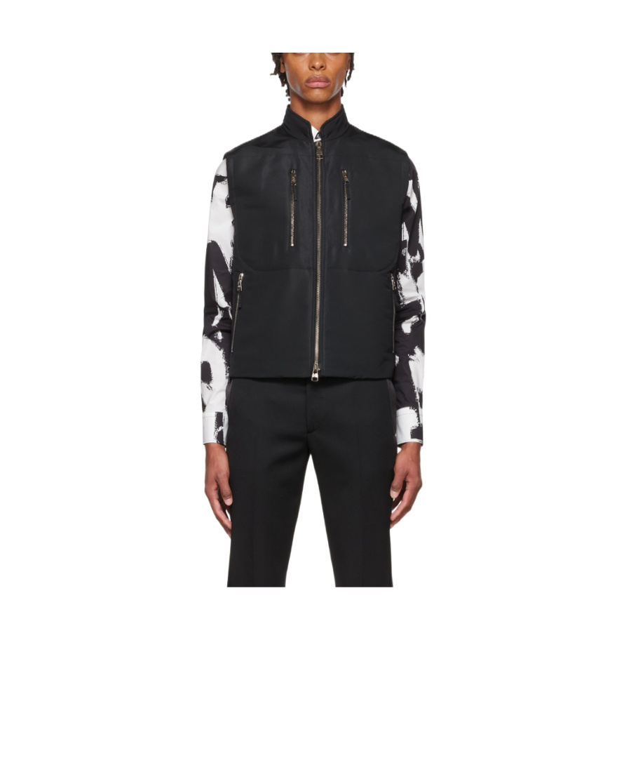 Alexander Mcqueen Black Polyester Vest In Black