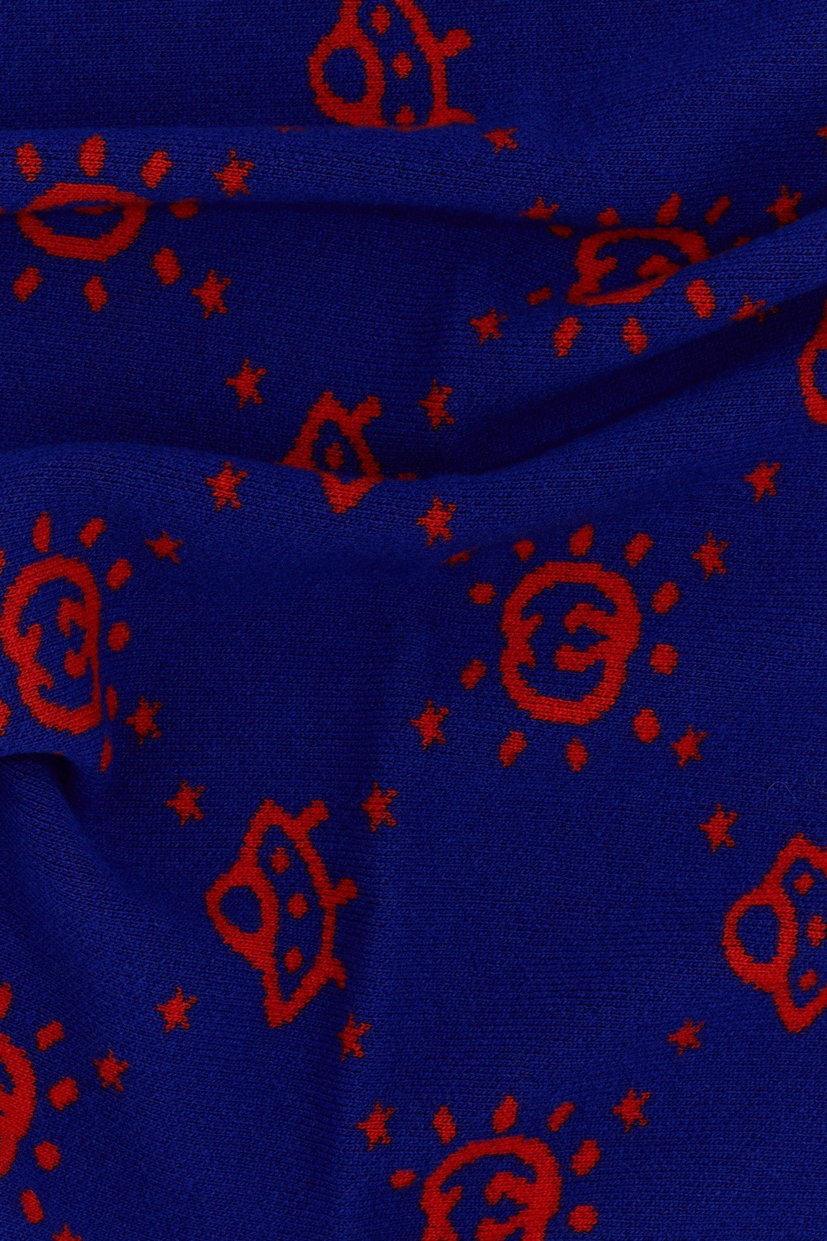 Gucci Monogram Intarsia-knit Scarf In Blue