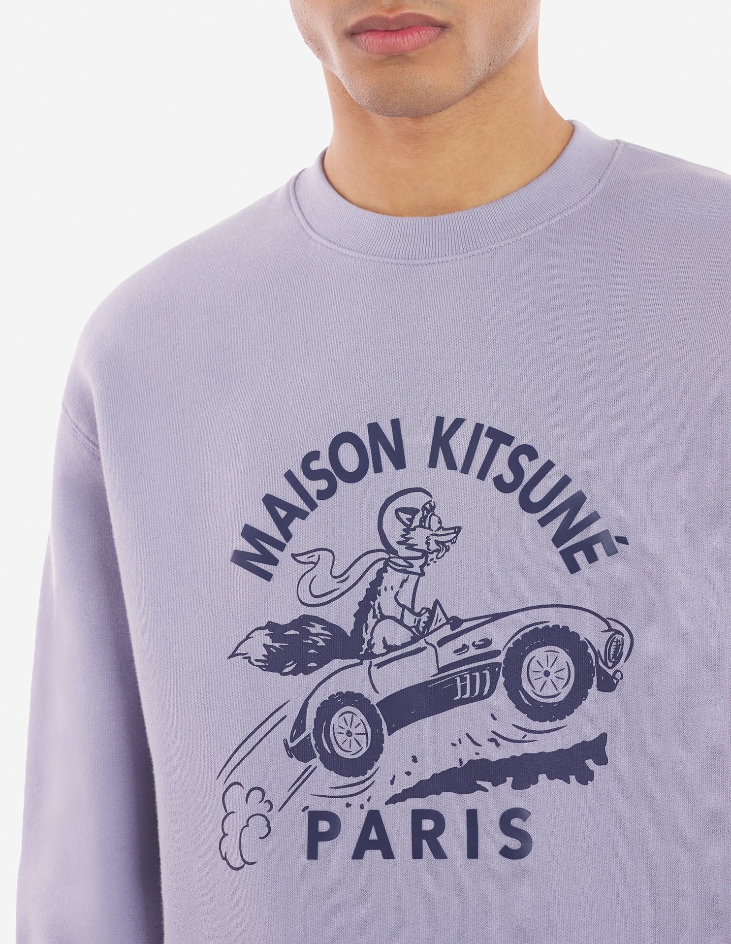 Maison Kitsuné Man Sweatshirt Lilac Size S Cotton In Gray