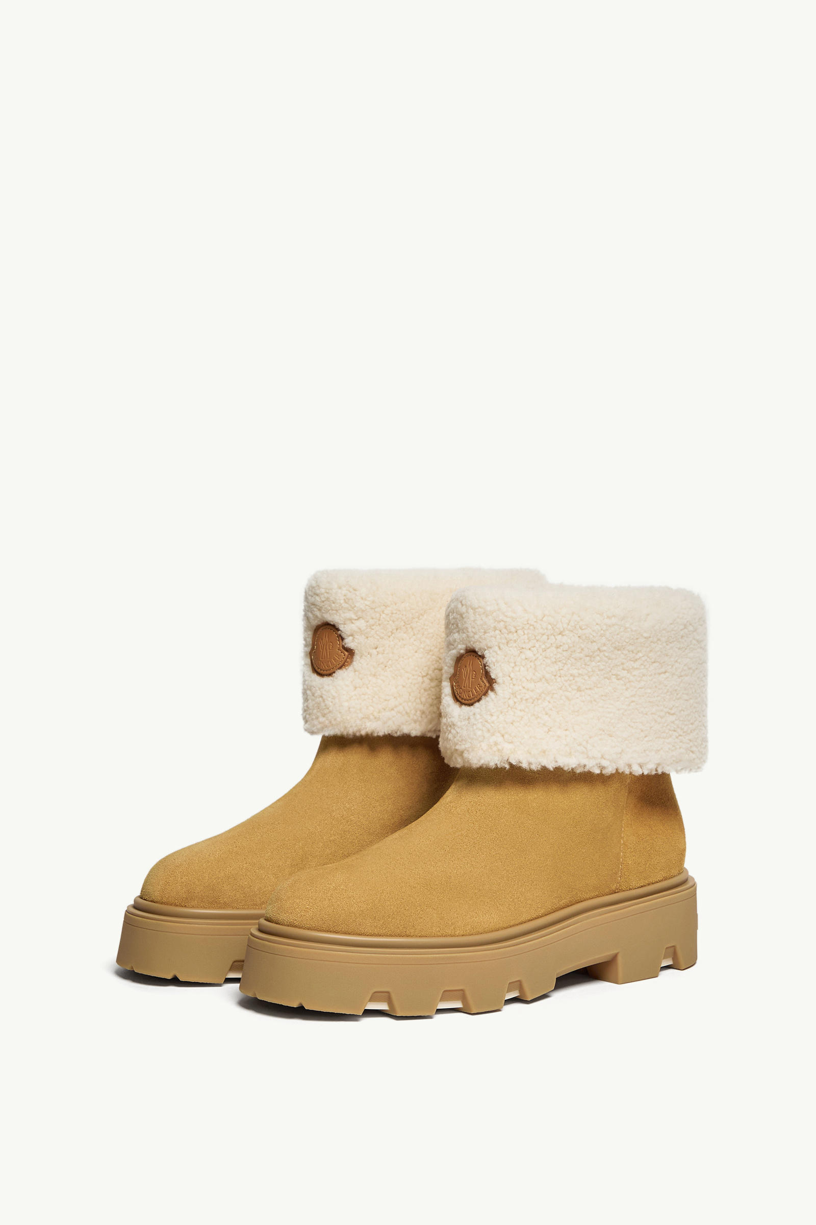 Moncler Petit Aurea Mid Suede Boots In Brown
