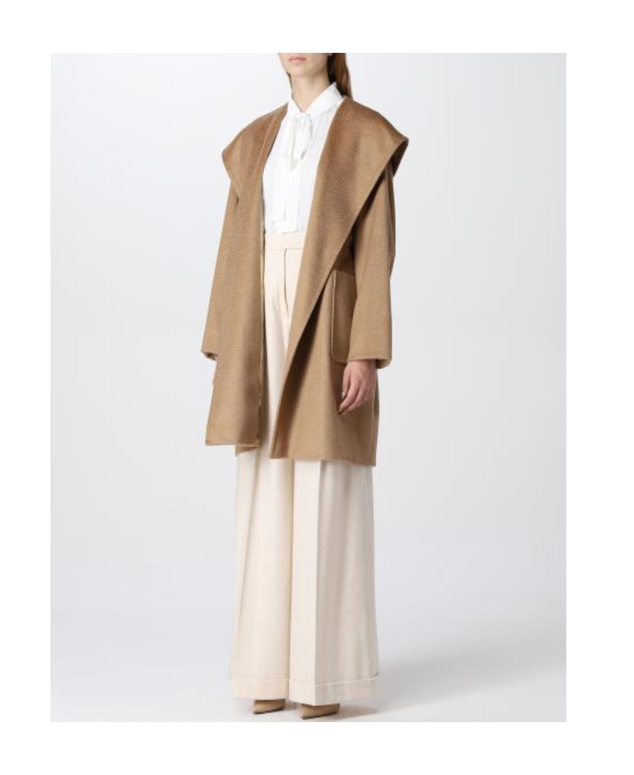 Max Mara Long-sleeved Lace-up Coat In Brown