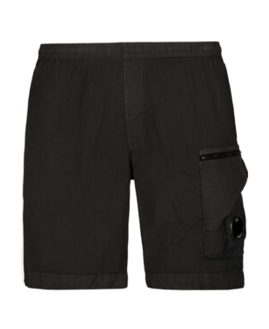 C.p. Company Logo-badge Track Shorts In Black