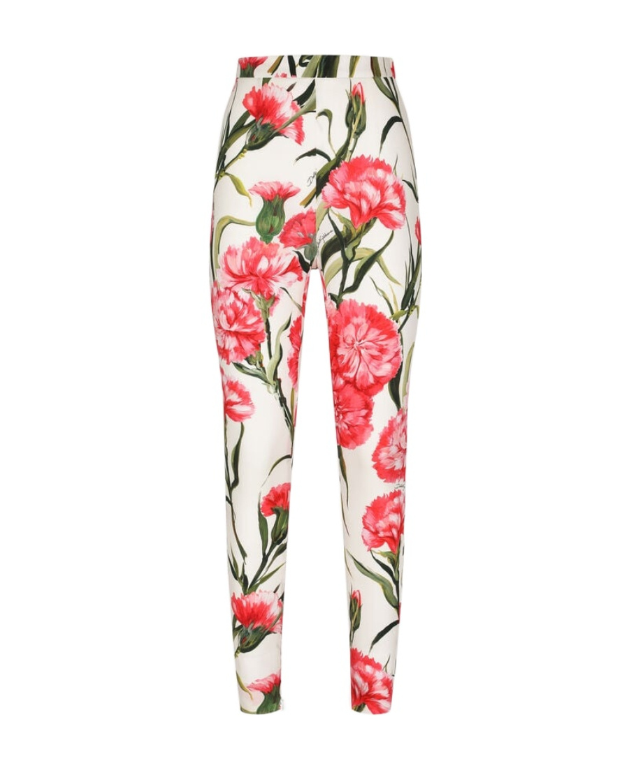 Dolce & Gabbana Floral-print High-waisted Leggings In White