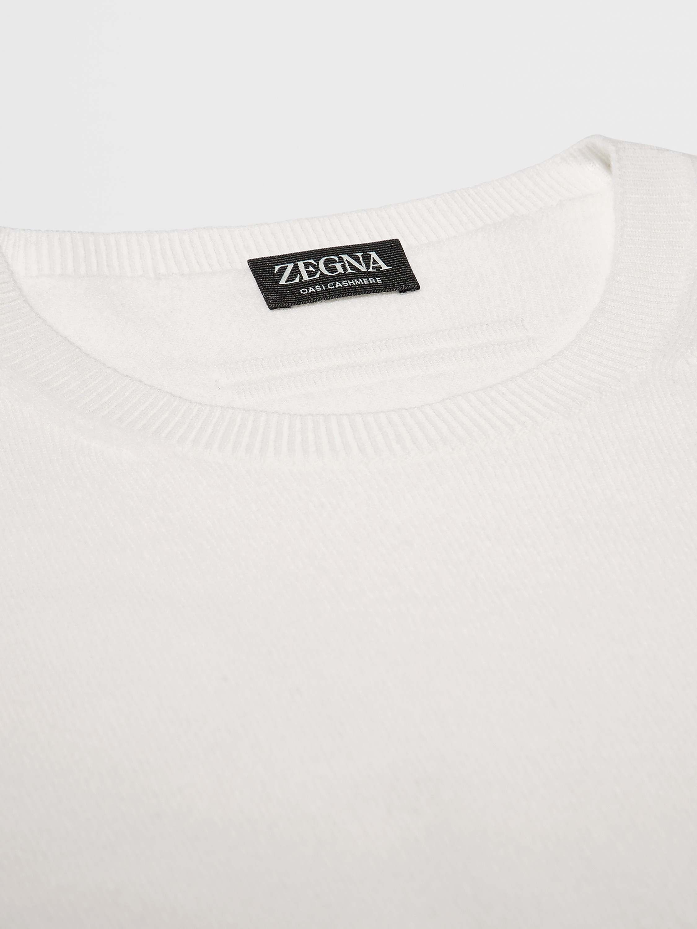 Zegna Crew Neck Cashmere Sweater In White