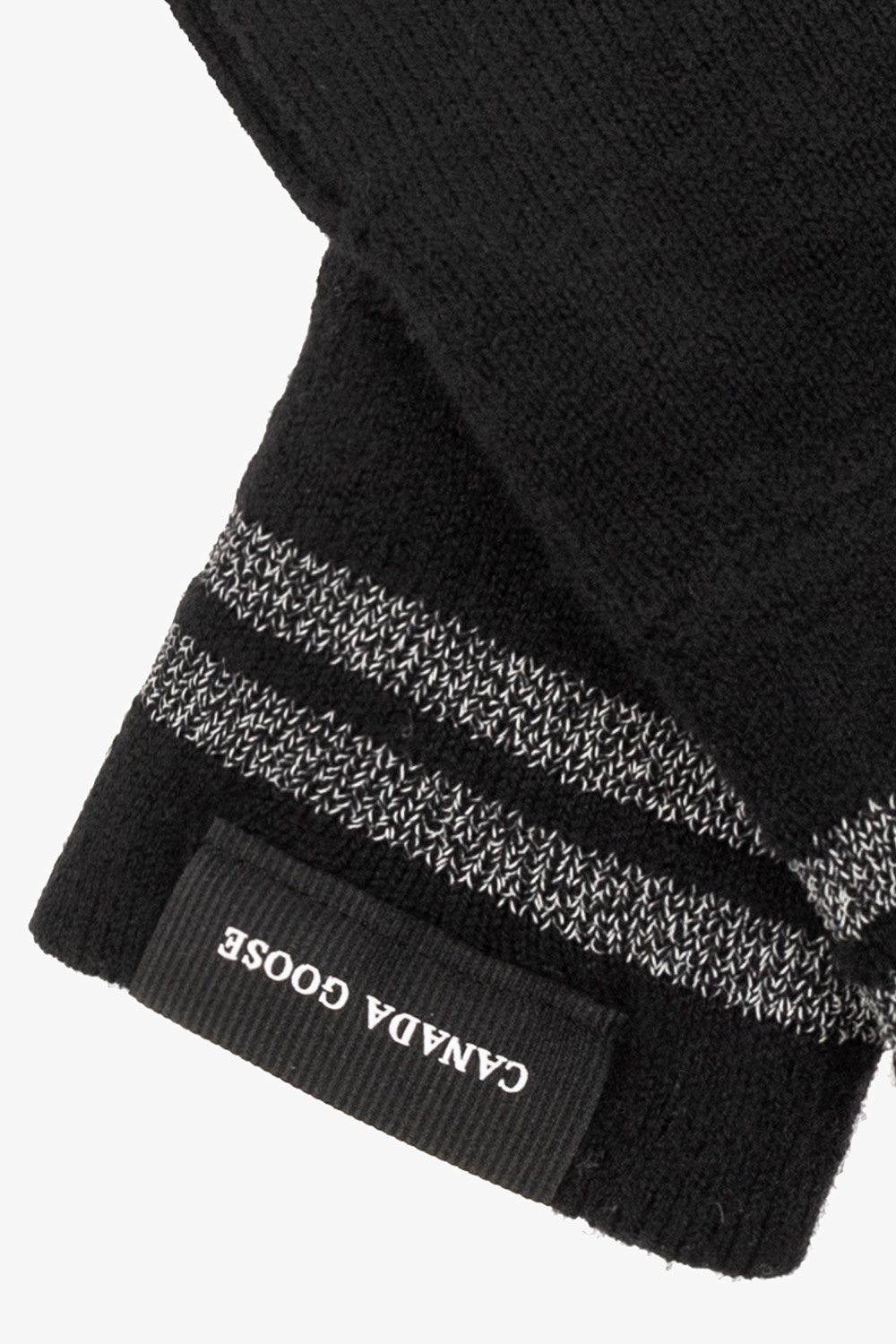 Canada Goose Metallic-stripe Merino-knit Gloves In Black