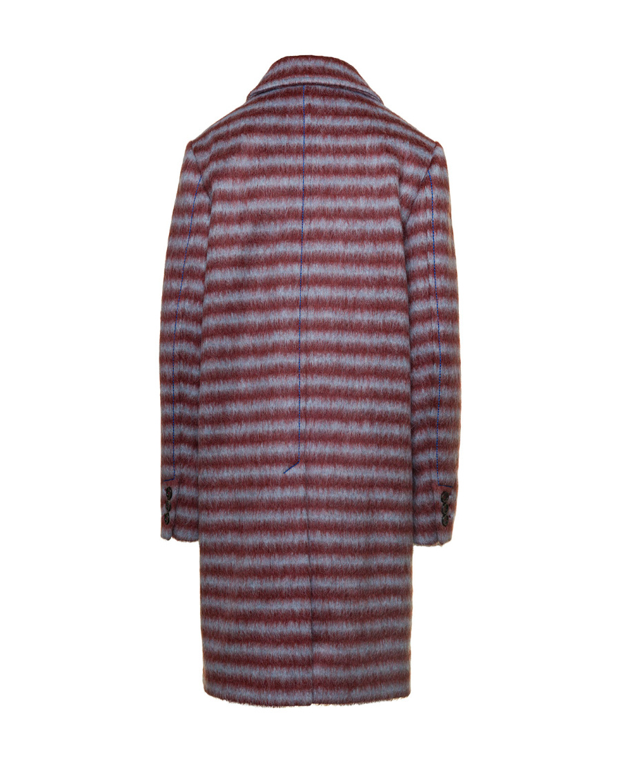 Marni Brushed Striped Single-breasted Coat In Red