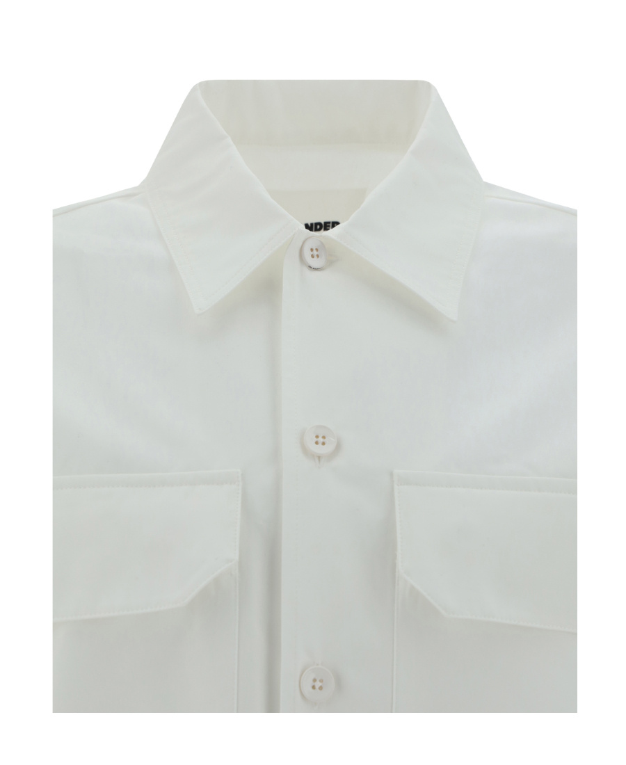 Jil Sander Short Sleeve Cotton Shirt With Classic Collar In White