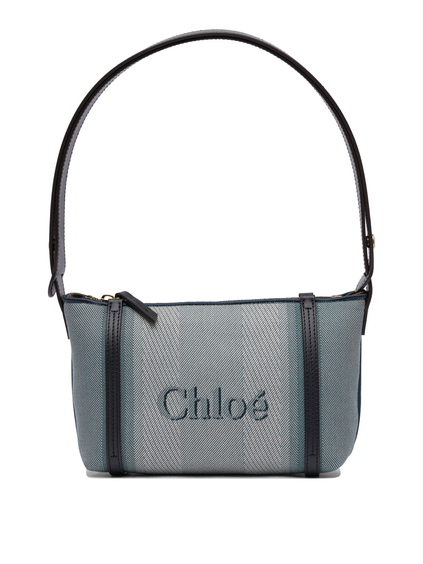 Chloé Logo Print Top Handle Bag In Gray