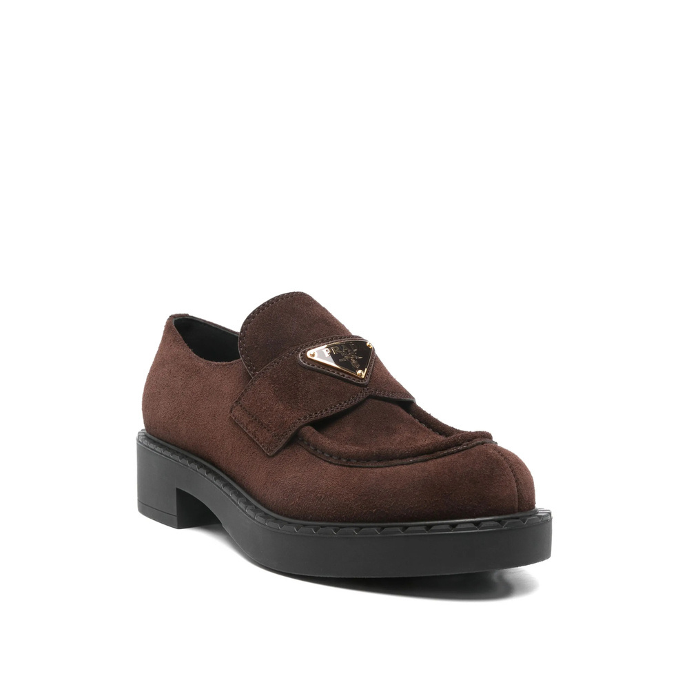Prada Round-toe Loafers In Brown