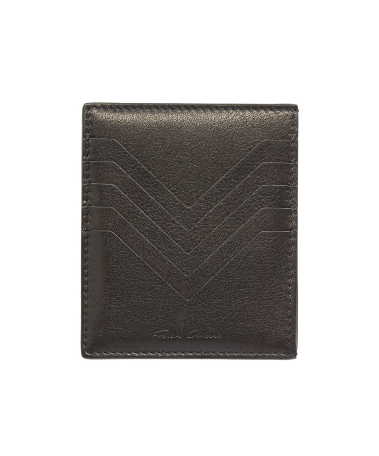 Rick Owens Logo-stamp Leather Cardholder In Green