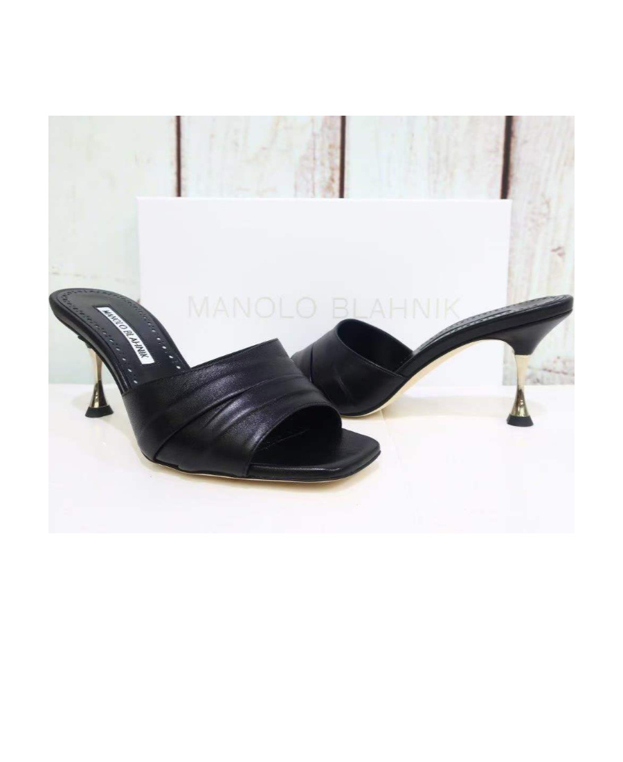 Manolo Blahnik Logo High-heeled Sandals In Black