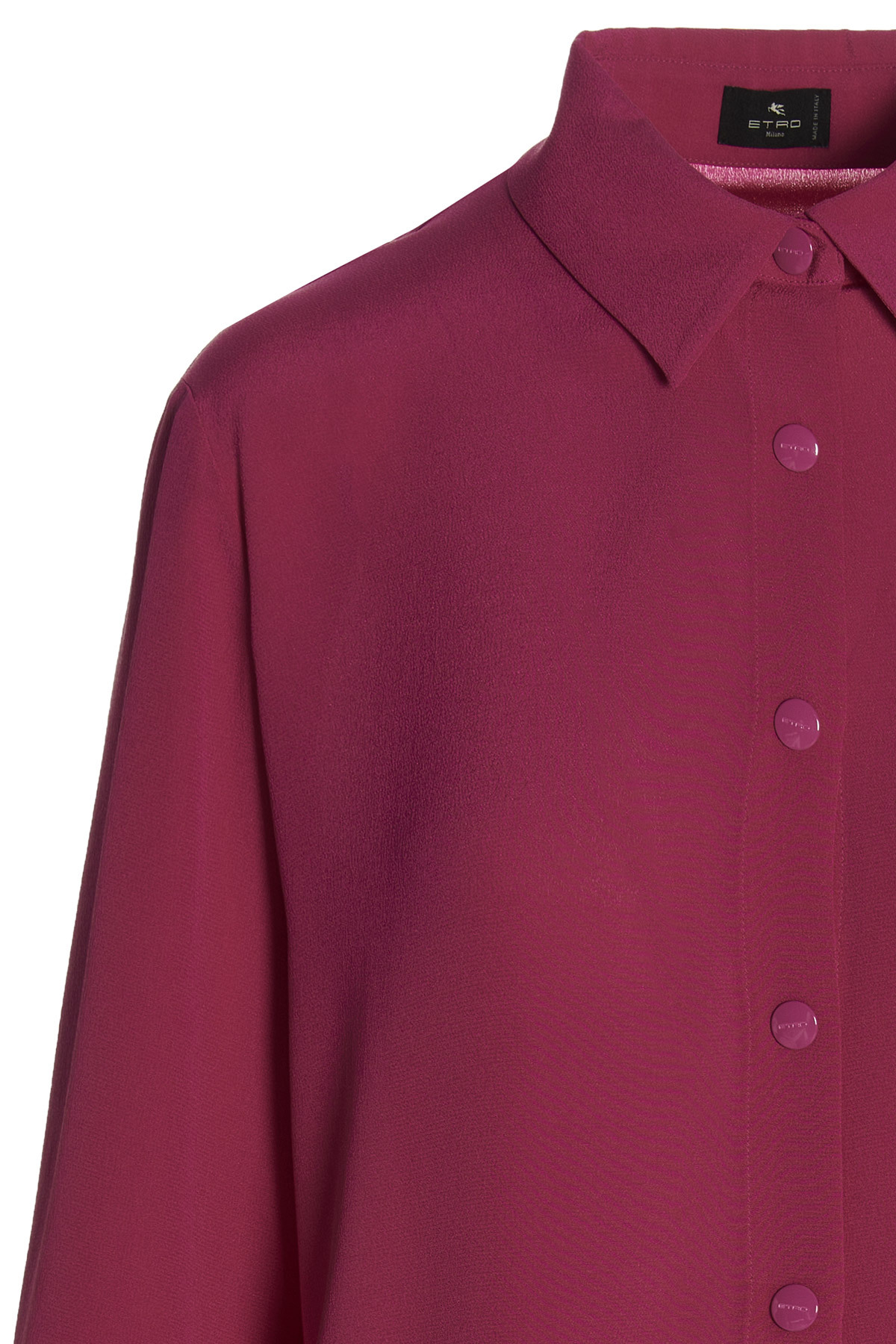 Etro Pegaso-appliqué Silk Shirt In Red