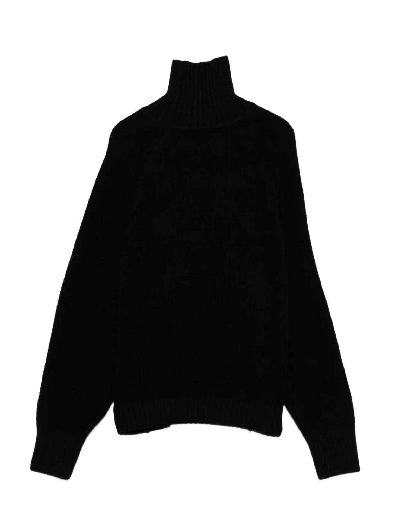 Balmain Wool Blend Knit Turtleneck Sweater In Black