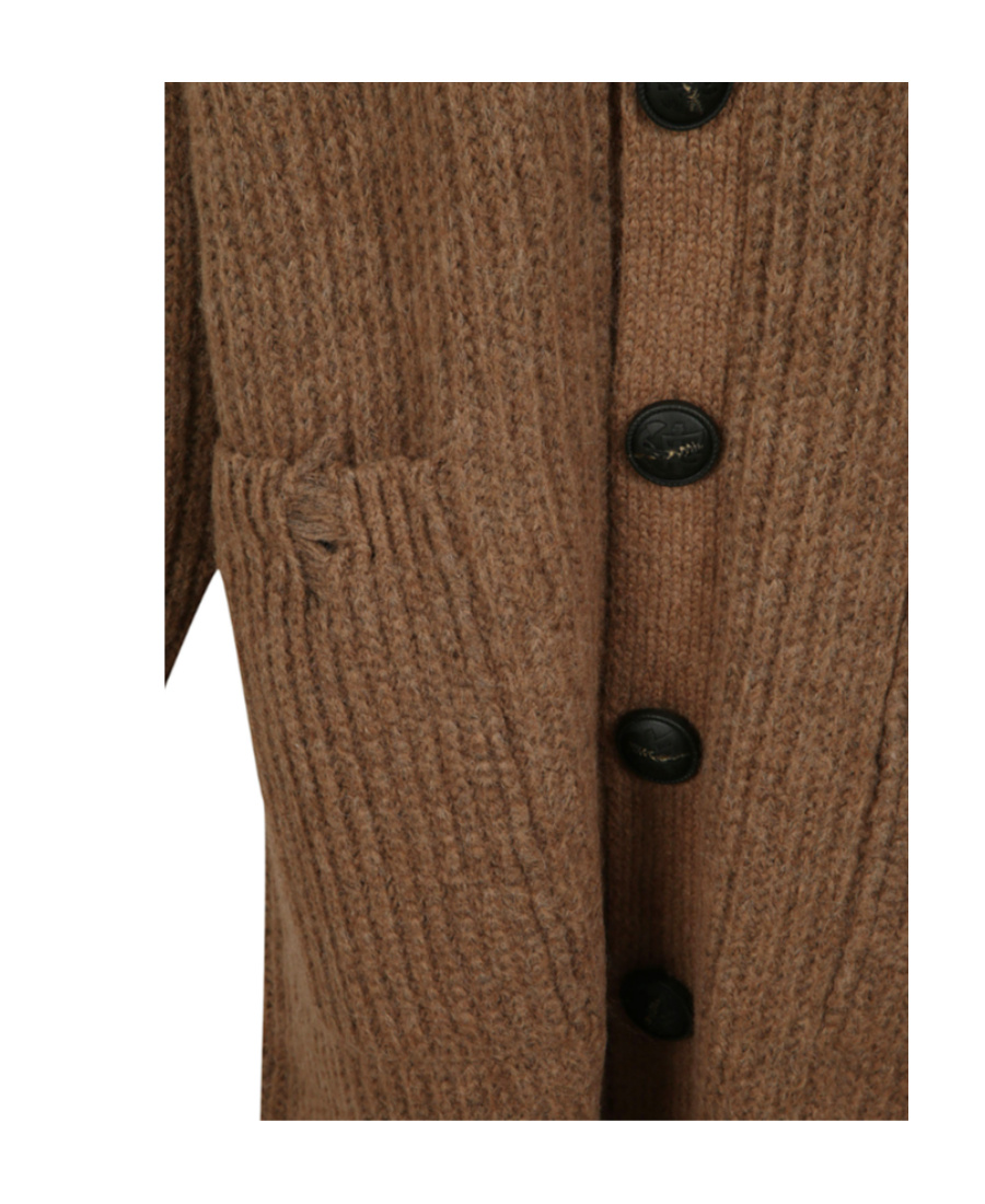 Dsquared2 Extra-long Distressed Knitted Cardigan In Brown