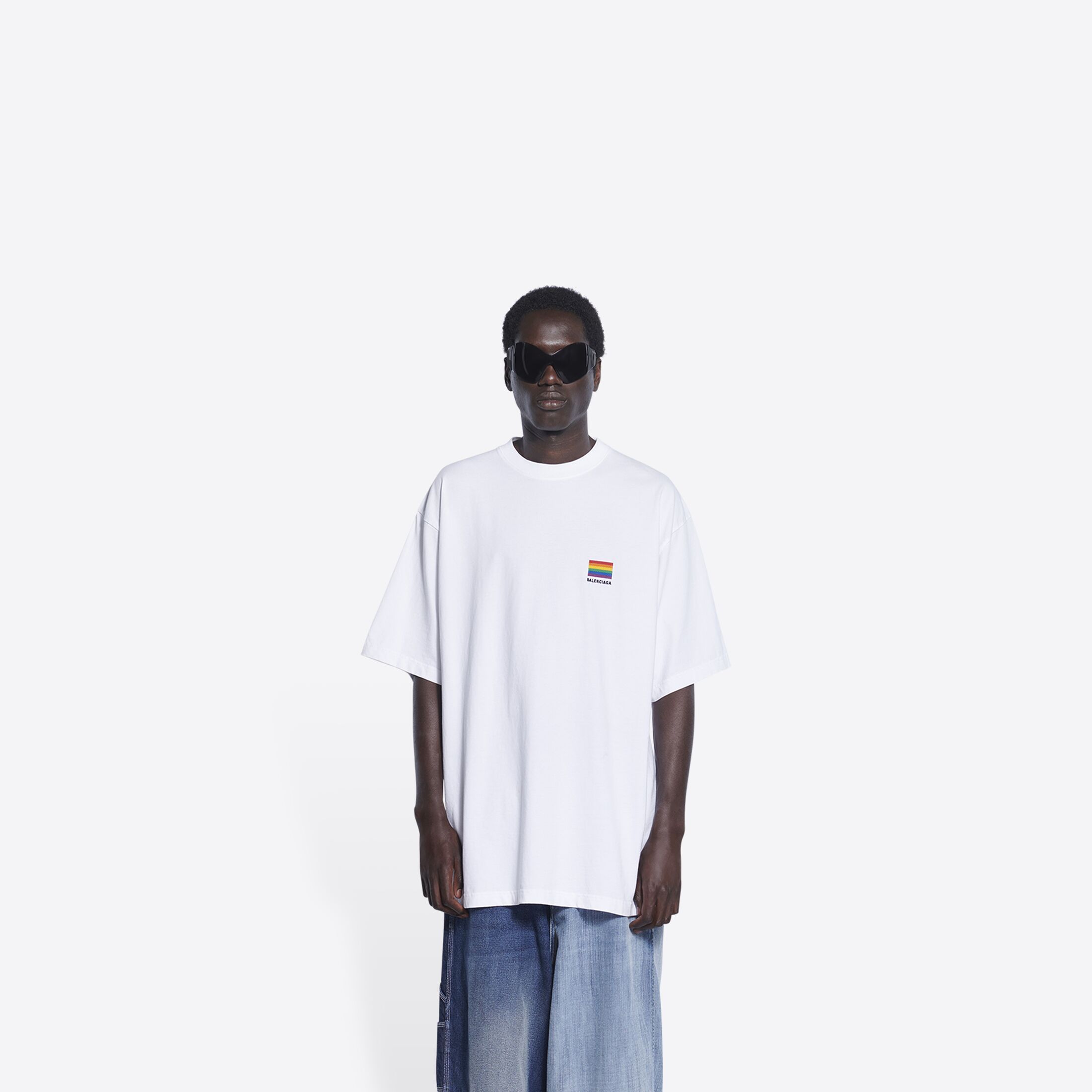 Balenciaga Lgbtq Logo T-shirt In White
