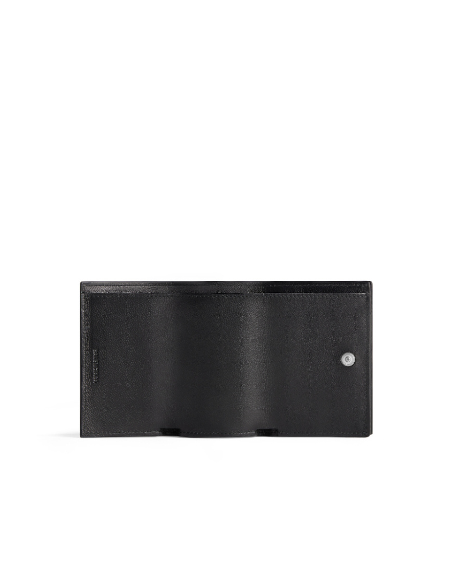 Balenciaga Allover Logo Printed Coin Mini Wallet In Black