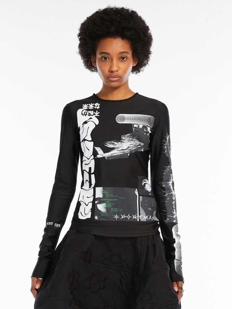 SPORTMAX GRAPHIC-PRINT DETAIL T-SHIRT 