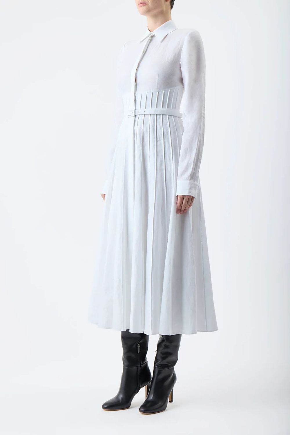 Gabriela Hearst Breton Shirtdress With Slip In Ivory Aloe Linen In White