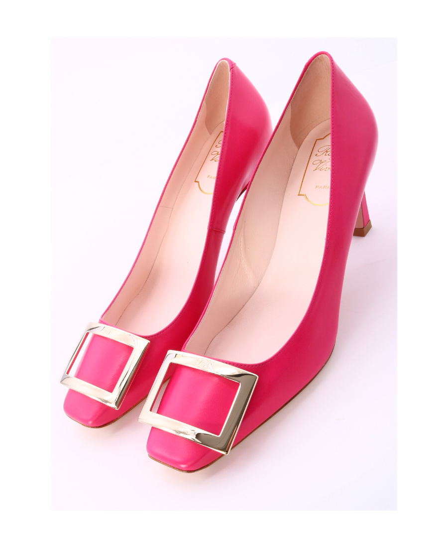 Shop Roger Vivier Trompette Square Button High Heels In Pink