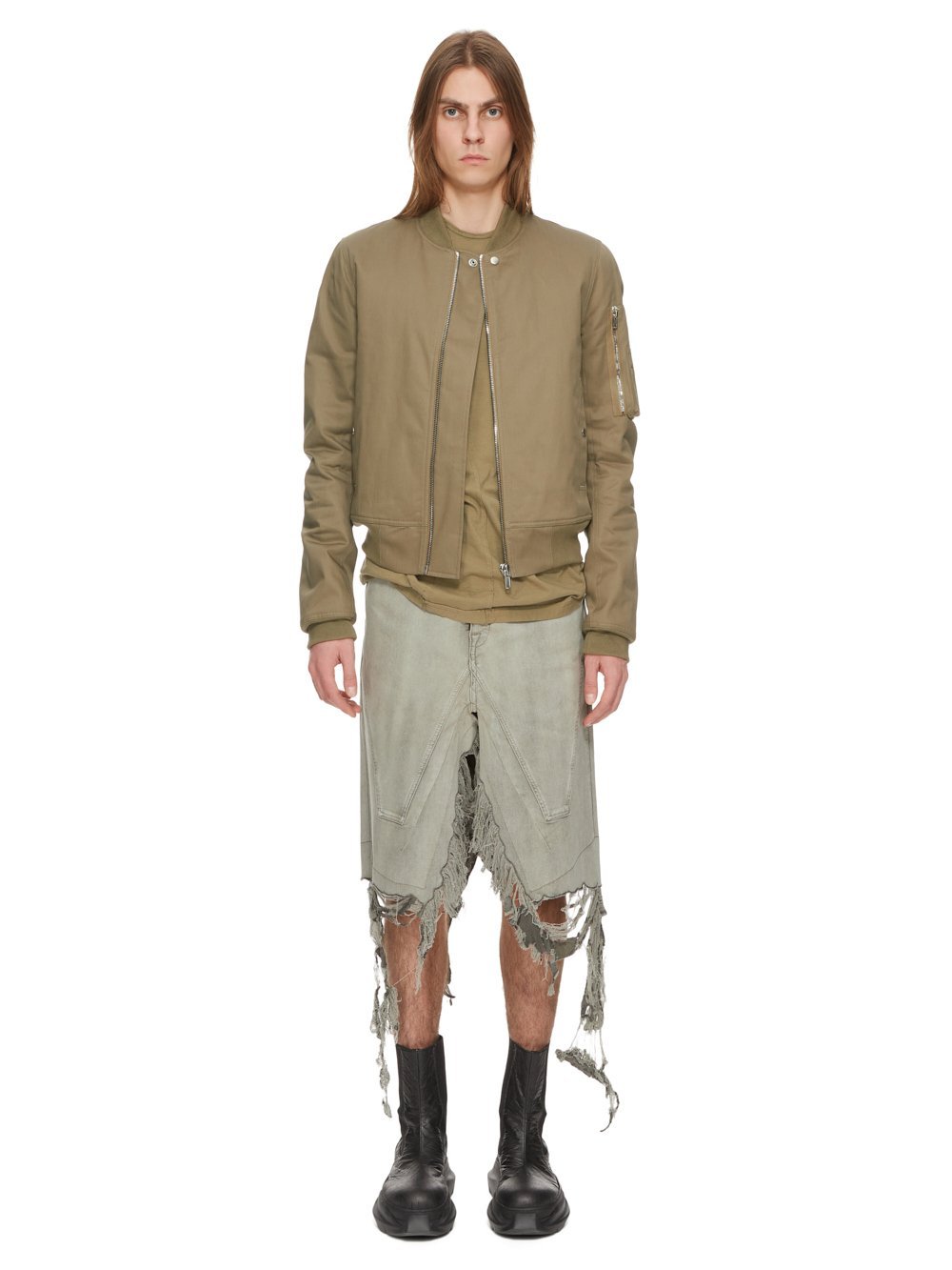Rick Owens Drkshdw Long-sleeved Zipper Casual Jacket In Brown