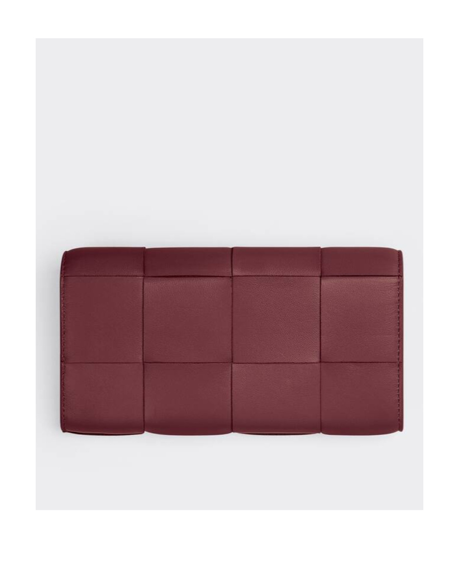 Bottega Veneta Intrecciato Flap Wallet In Red