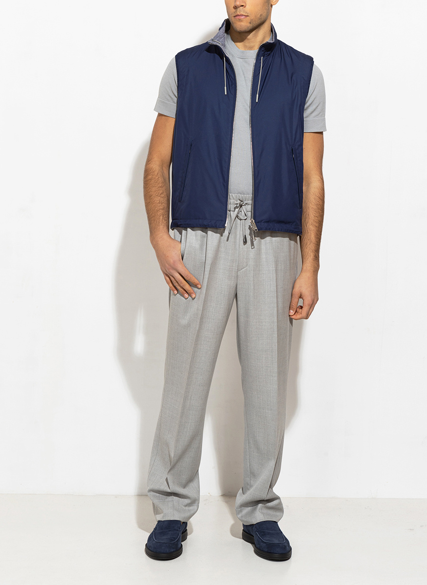 Zegna Reversible Zip-up Vest In Blue