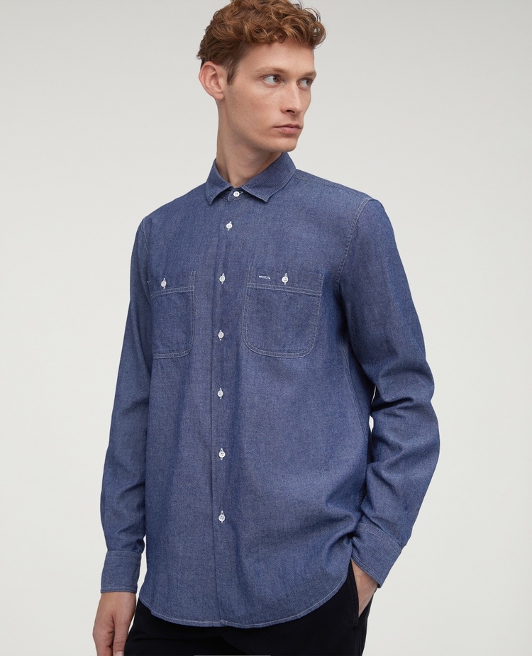 Aspesi Chest-pocket Long-sleeve Shirt In Blue