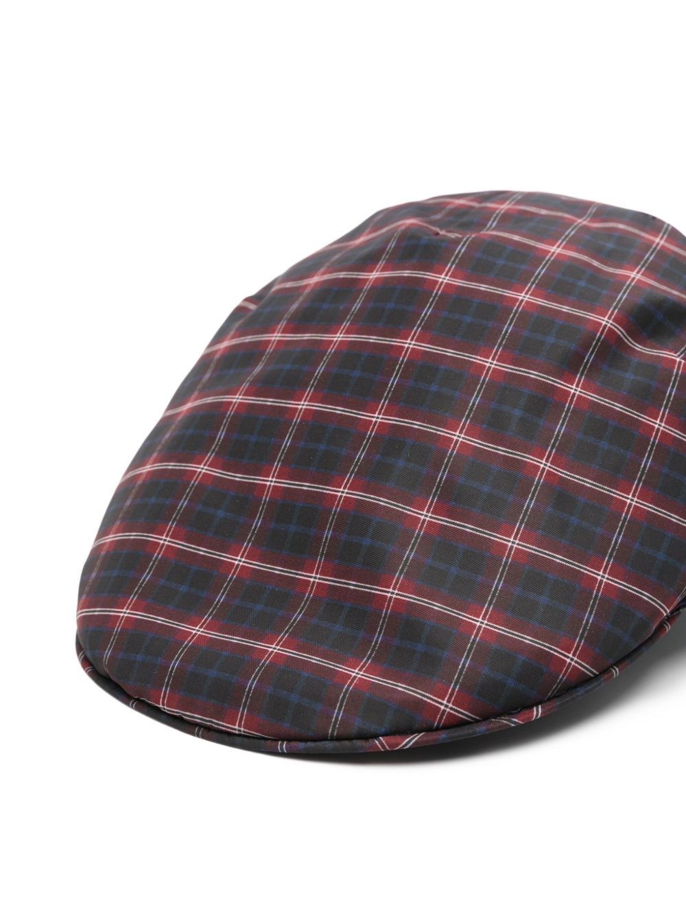 Borsalino Checked Cap Featuring Curved Brim In Brown
