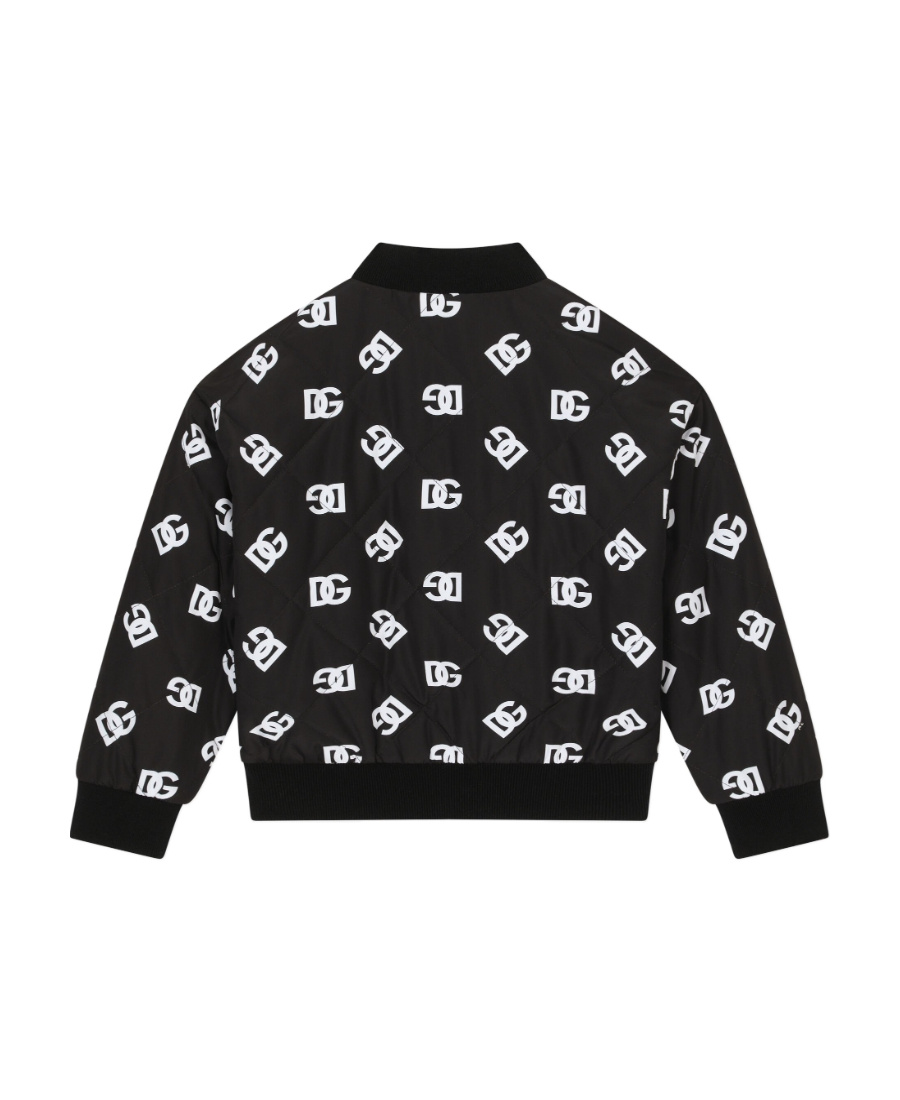 Dolce & Gabbana Quilted Nylon Bomber Jacket With Dg Logo Print In Black