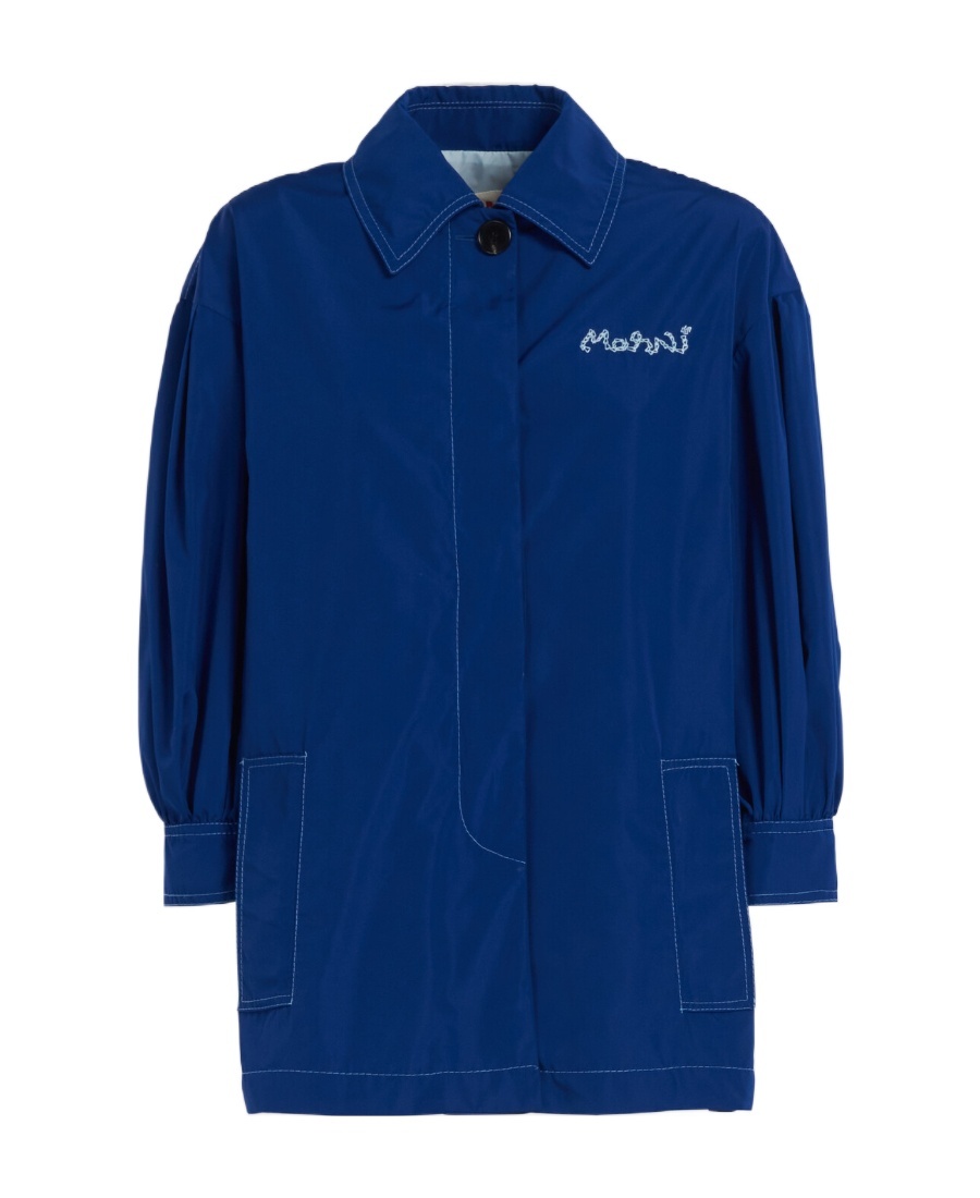 Marni Logo-embroidered Jacket In Blue