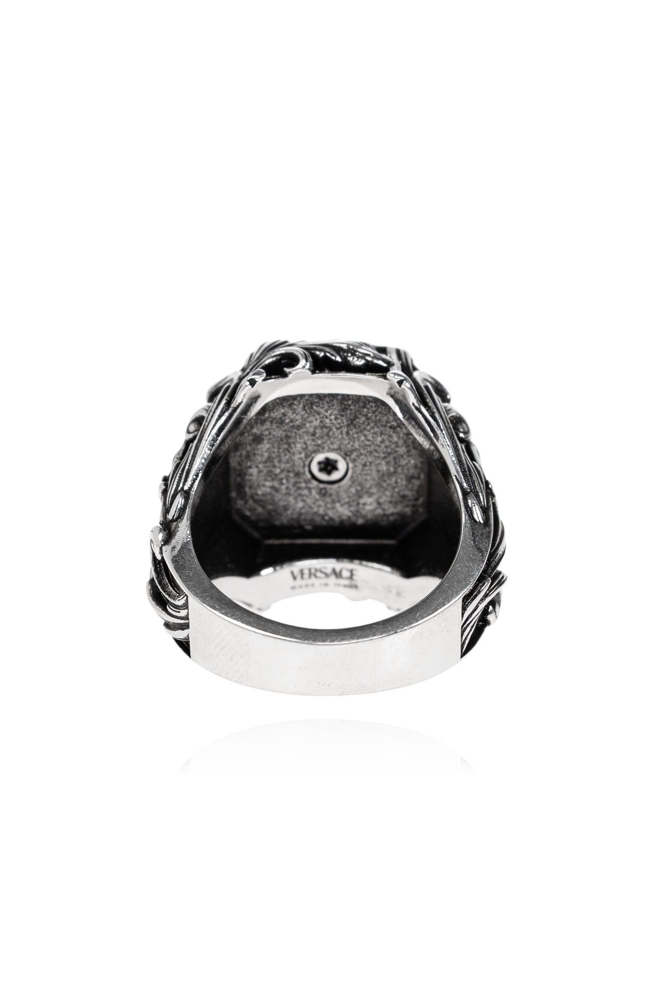 Versace Ring With Medusa Head Motif In Metallic